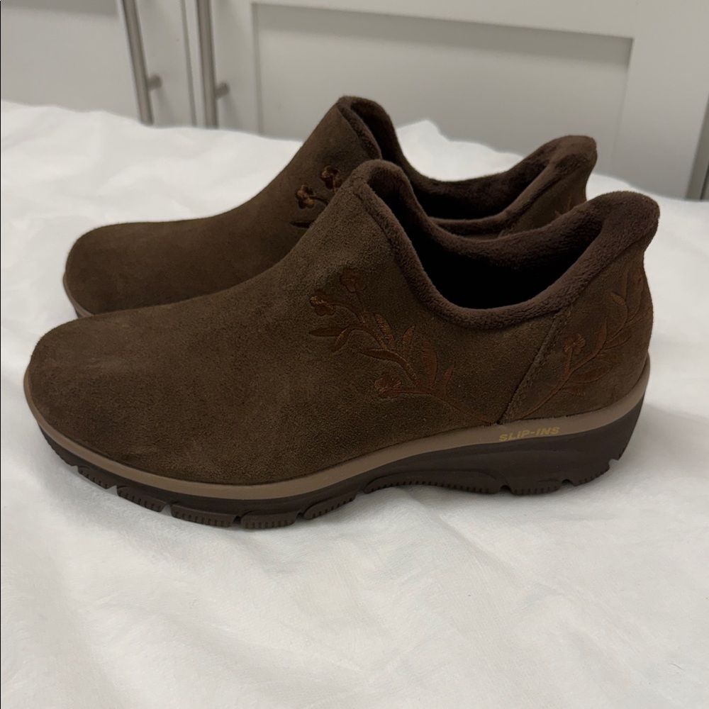 Skechers Women's Brown Suede Slip-On Comfort Shoes